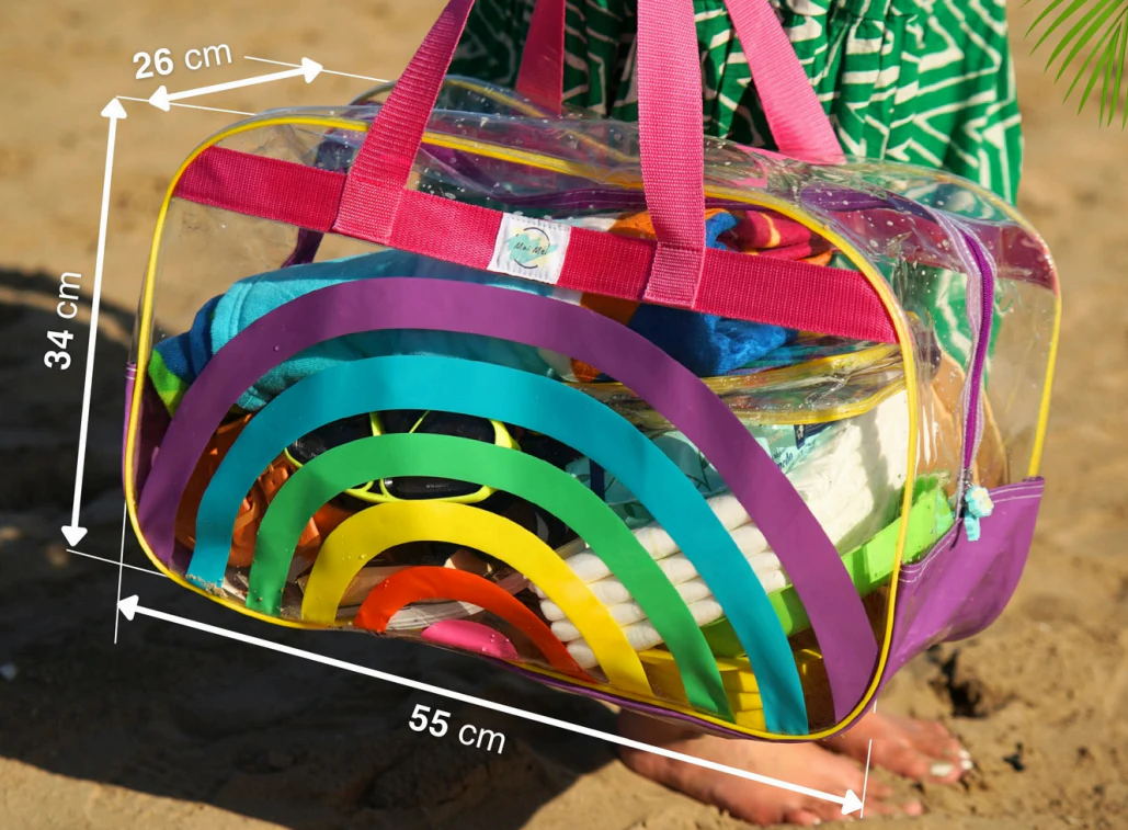 Neceser Grande De Verano Para Mujer Y Niños - Tela De Pana, Estampado Osito, Ideal Para Playa, Piscina Y Viajes